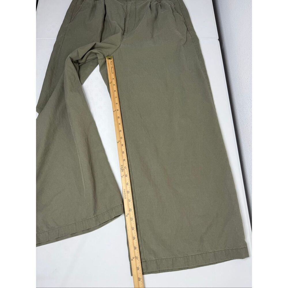 Madewell Wide Leg Crop Pants Women Size 14 Green Lyocell Linen Cotton High Rise - Picture 11 of 16
